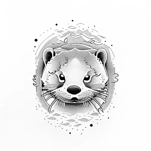 An Adorable Otter Swimming In A River With A Mountain Backdrop