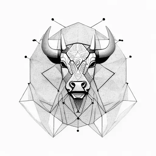 Minimal Geometric Bull Head Tribal