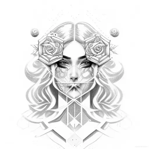 Cubism Face With Rose Starbucks Hair