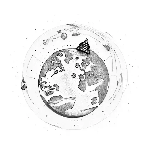 A Dotwork Tattoo Of A Globe With Chili Peppers As Continents