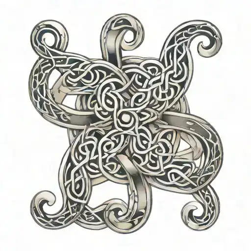 A Series Of Intricate Celtic Knotwork Designs Intertwined With Cwj Initials