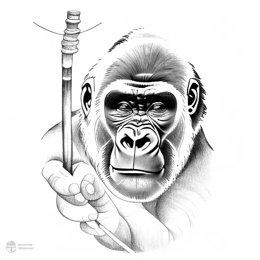 A Gorilla Playing The Berimbau