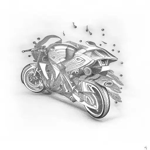 A Motorcycle Made Out Of Musical Notes And Fish Scales