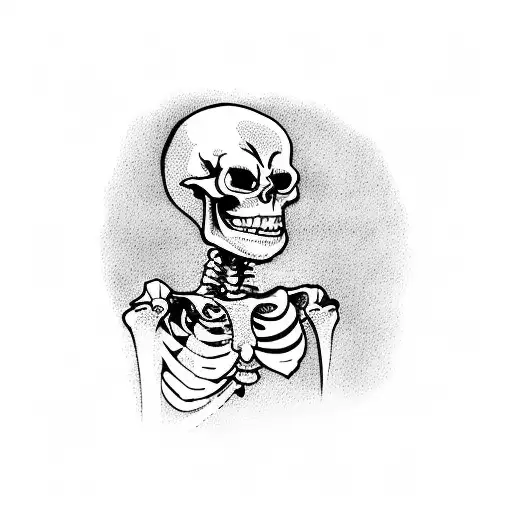 Cartoon Skeleton In A Matching Hawaiian Shirt And Shorts In A Lawn Chair