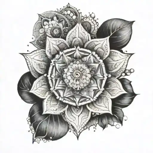 An Intricate Mandala Design Incorporating Elements Of Nature And The Number 7