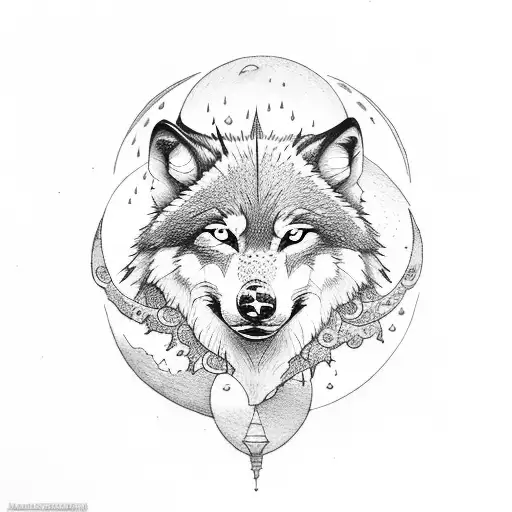 Wolf With Moons