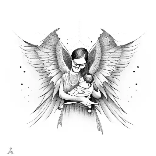 Mom Holding Baby With Wings