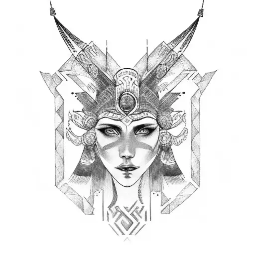 Nordic Goddess With Tribal-inspired Headdress