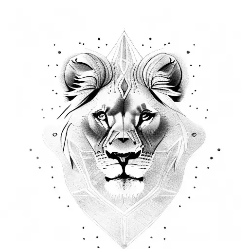 Mother Lion With Her Cub