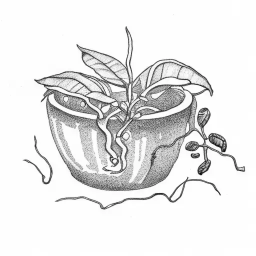 Coffee Plant In Scientific Drawing Style