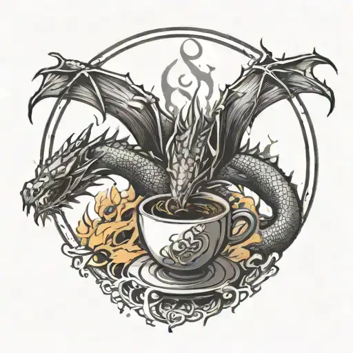 A Coffee Bean Transforming Into A Dragon Breathing Fire In A Dark Souls Inspired Scene
