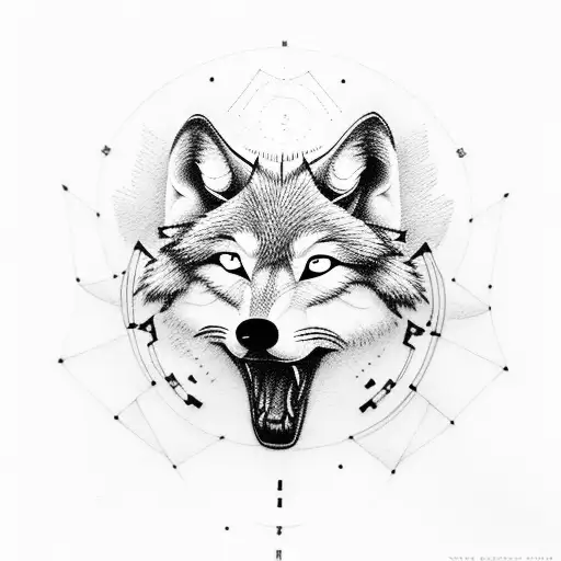 Aircraft Engine With A Wolf Silhouette