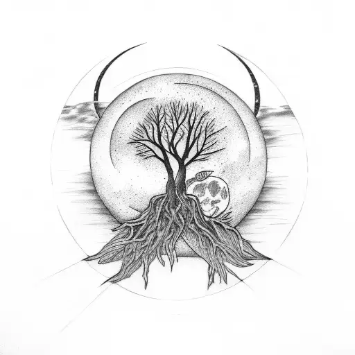 Person Tree With The Moon