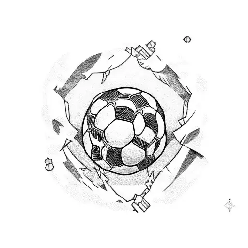 A Soccer Player Kicking A Ball Into A Pixelated Anime World