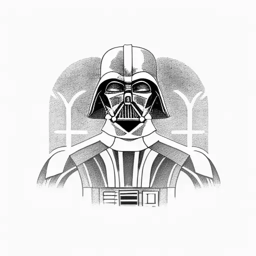 A Dotwork Portrait Of Darth Vader Riding A Motorcycle