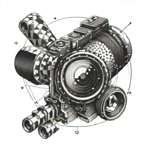 An Abstract Representation Of A Camera Lens With Geometric Shapes And Patterns