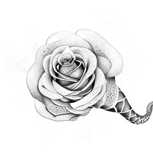 Fat Snake Arround Rose