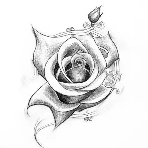 Christian Cross With Bandroll Thornd And A Rose In The Middle