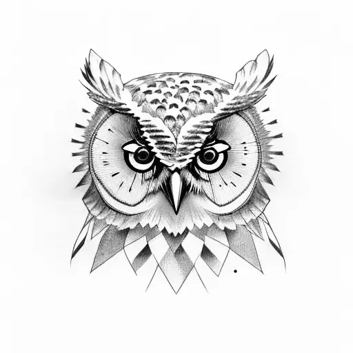 Owl With Purple Lines And Details