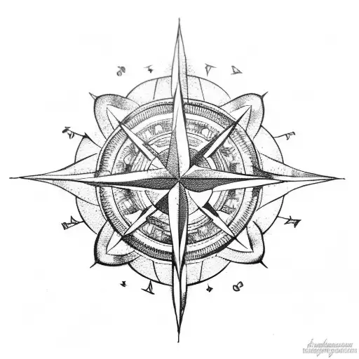 Nautical Star With Compass And Hindu God