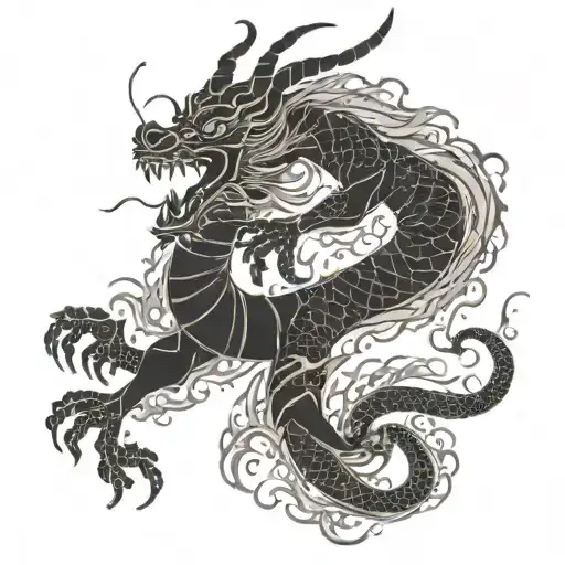 A Chinese Dragon Breathing Fire In Rhythm With A Dancer's Movements
