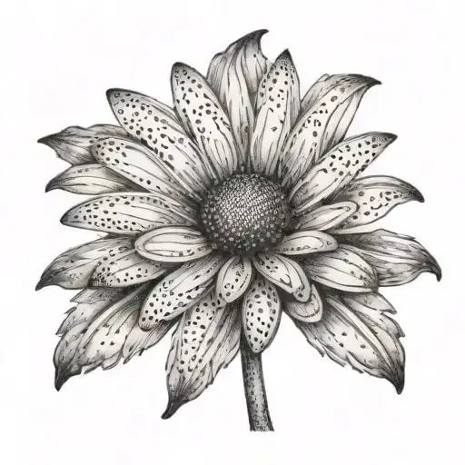 A Dotwork Tattoo Of A Daisy With Henry's Name Subtly Incorporated Into The Petals