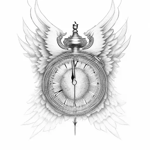 A Clock Made Up Of Chess Pieces With Angel Wings On The Sides