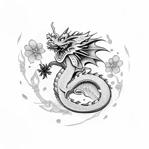 Dragon With Flower