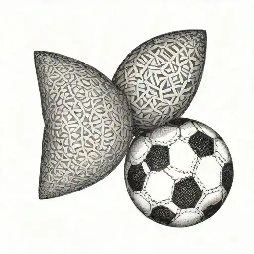 A Dotwork Tattoo Of A Vintage Football Ball With Intricate Patterns Inspired By History