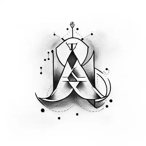 A Tattoo Design Combining The Letters Kk And Kj In A Creative Way