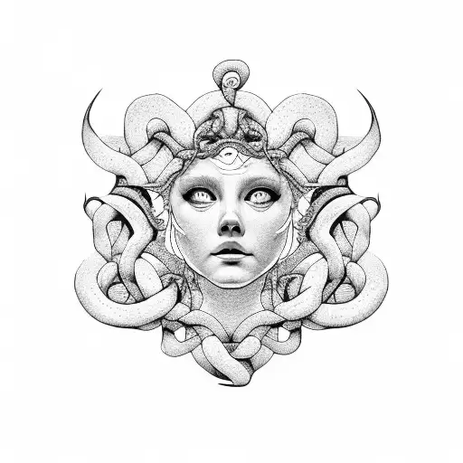 A Minimalist And Geometric Medusa Design