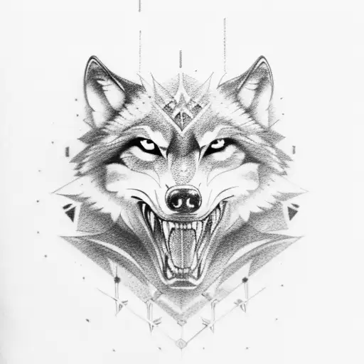 Wolf With Skull