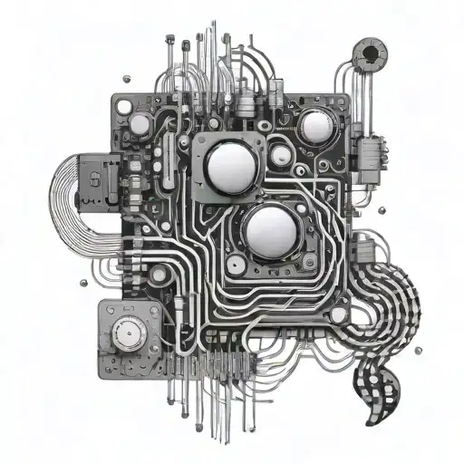 A Computer Motherboard With Coffee Beans And Music Symbols Intertwined In The Circuits