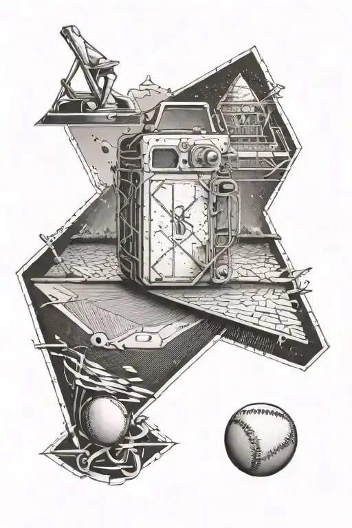 A Baseball Diamond With Musical Notes As The Bases And A Camera As The Pitcher's Mound