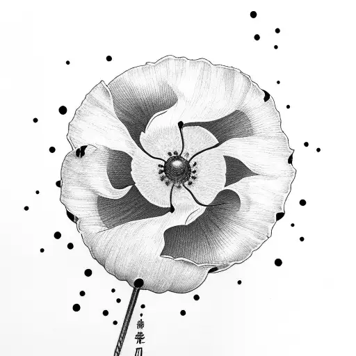 Poppy Flower With Samurai And Sword