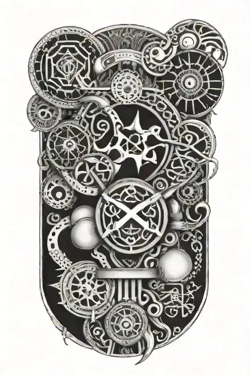 A Combination Of Maori Symbols And Paramedic Tools Forming A Unique Design