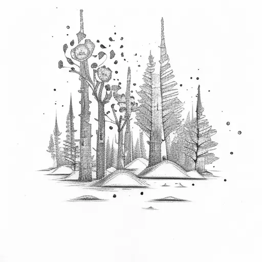 A Forest Scene With Roses Blooming On The Trees