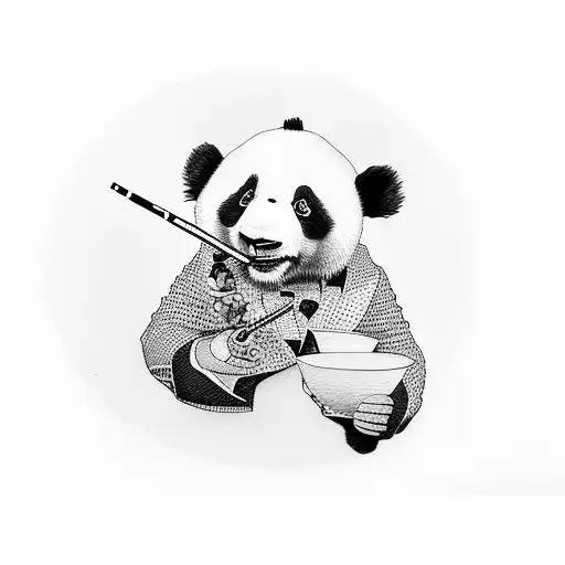 Panda Is Smoking A Cigarette In A Suit