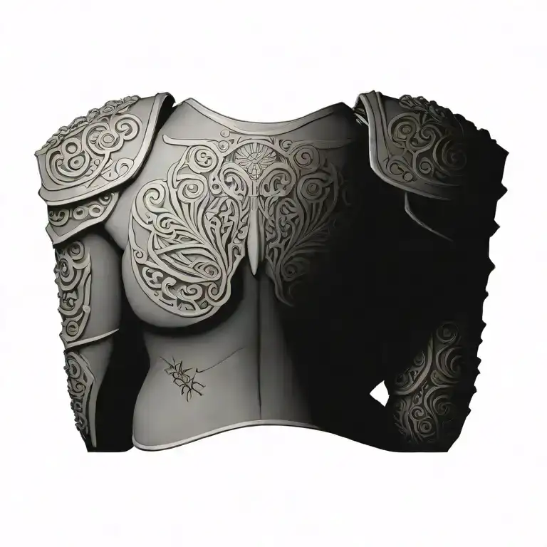 An Intricate Design Featuring Roman Soldier Armor With Maori Patterns And Skeletal Elements
