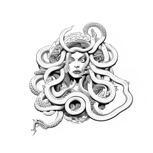 A Fierce Medusa Surrounded By Snakes