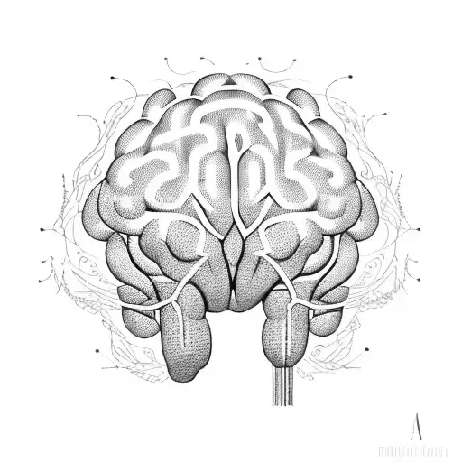 A Delicate Line Drawing Of A Brain With Intricate Details