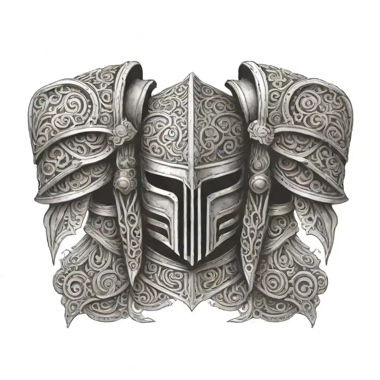 An Intricate Design Featuring Roman Soldier Armor With Maori Patterns And Skeletal Elements
