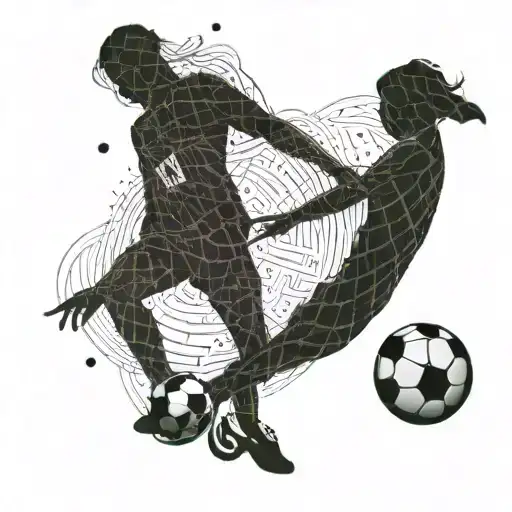 A Soccer Player Kicking A Ball Made Of Intertwined Letters 'M' And 'D' For Mom And Dad