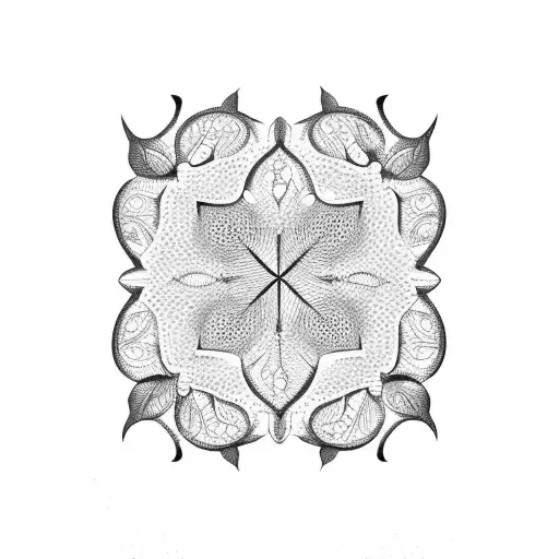 A Circular Design Featuring Intricate Dotwork Patterns Inspired By The Veins Of A Leaf