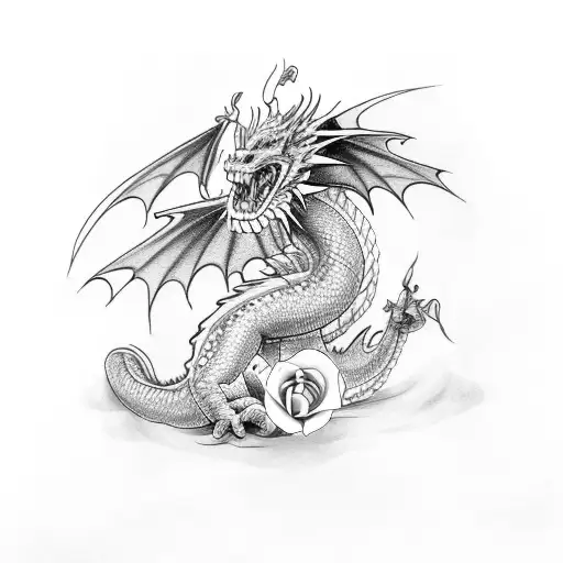 Dragon With A Rose