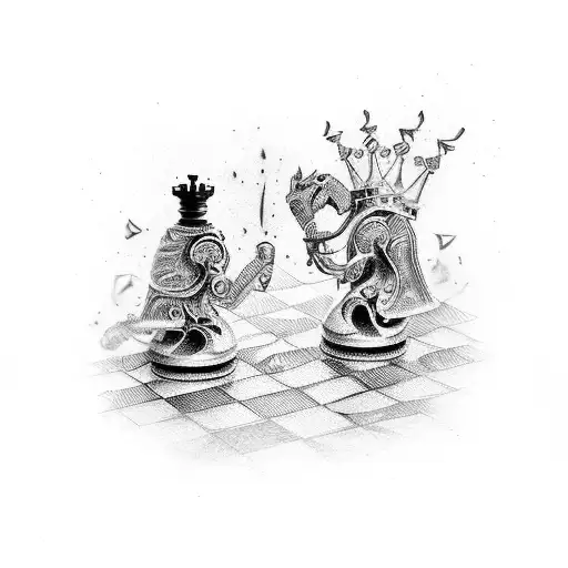 Chess King Pawn Fighting A Chess King With Flowers