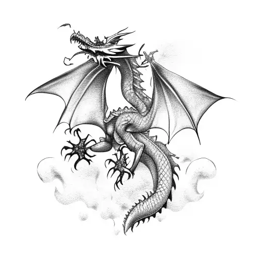 Dragon With Wings Open