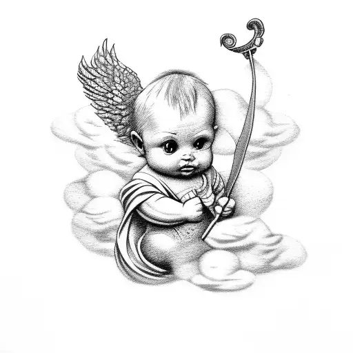 Baby Cupid With Clouds At Its Feet