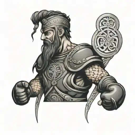 An Irish Warrior With Boxing Gloves And Celtic Knotwork