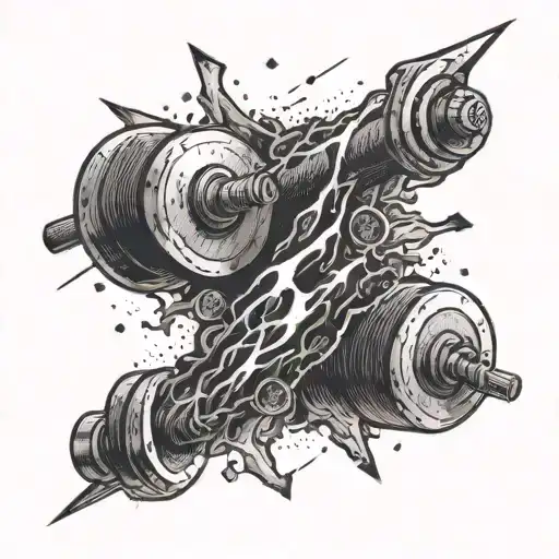 An Abstract Design Of A Lightning Strike Morphing Into A Weightlifting Barbell